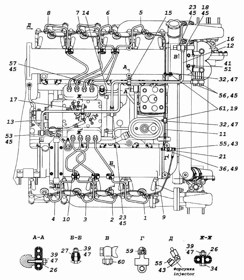 Подключение топливного насоса камаз Установка топлипроводов КамАЗ-6522 (Чертеж № 178: список деталей, стоимость запч