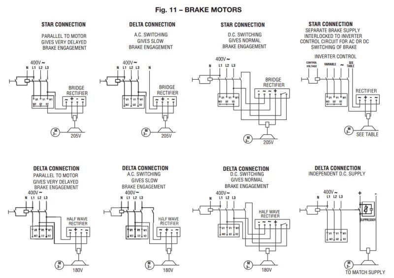 Подключение тормоза двигателя Brake Rectifier Circuit Diagram