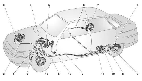 Подключение тормозных трубок ваз 2110 Схема трубок ваз 2110 - найдено 85 картинок