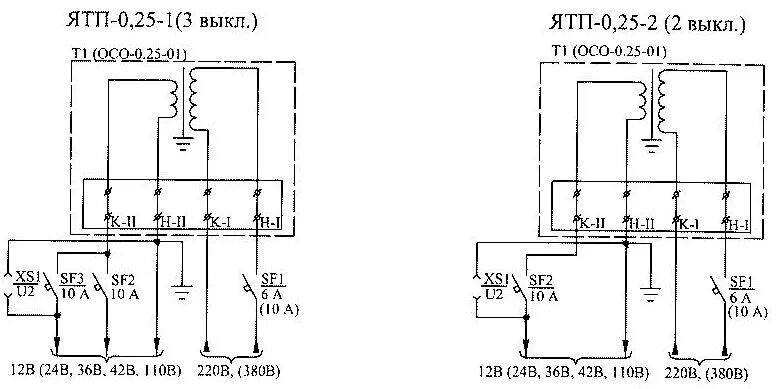 Подключение трансформатора 220 36 схема подключения Ящик ЯТП 0,25 220/12В (2 авт.выкл.) IP31