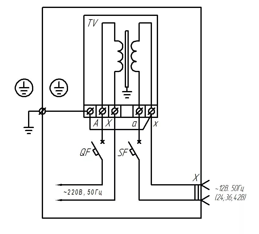 Подключение трансформатора 220 36 схема подключения Ящик трансформаторный (ЯТП) 0,1 кВт