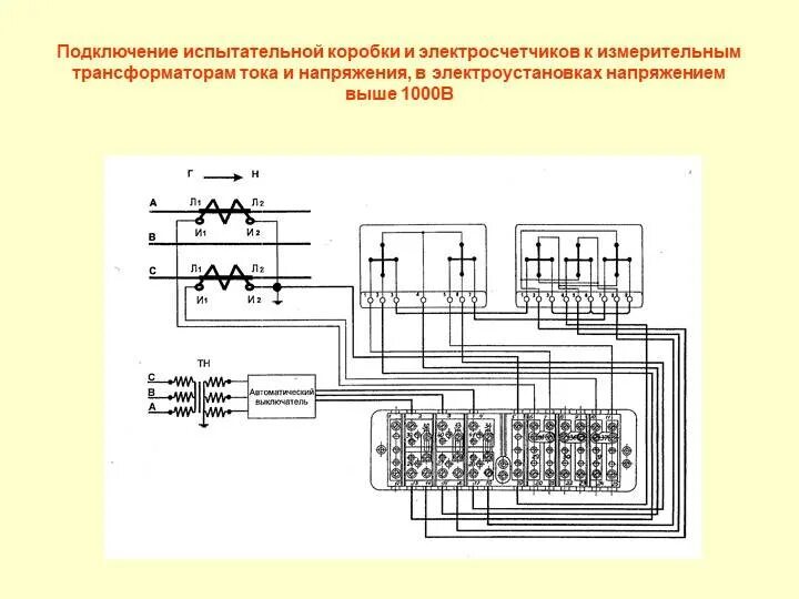 Подключение трансформатора тока через испытательную коробку Испытательная коробка счетчик прямого включения