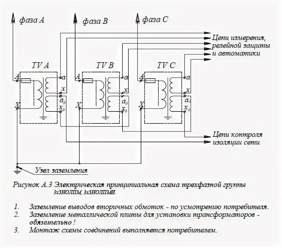 Подключение трансформаторов напряжения 10 кв Знолп 10 у2 схема подключения