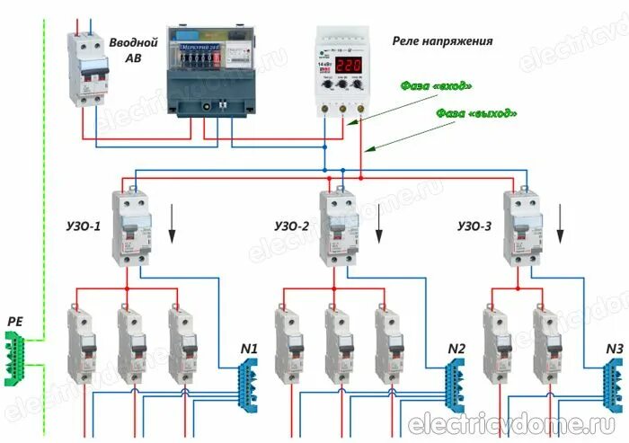 Подключение трех реле напряжения Для чего нужно реле напряжения Энергетические технологии, Электротехника, Электр