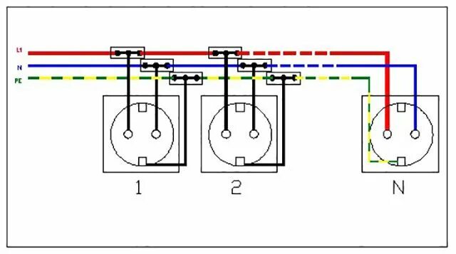 Подключение трех розеток от одного провода схема Розетки должны подключаться так и только так! Руководства, Розетки, Электропрово