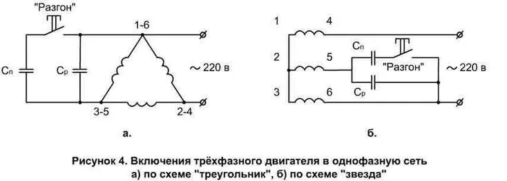 Подключение трехфазного асинхронного двигателя Подключение электродвигателя к сети 380 / 220, схемы