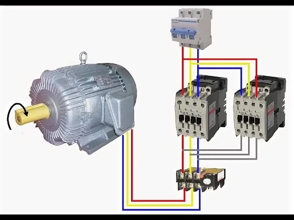 Подключение трехфазного двигателя через автомат To start 3 phase induction motor with star delta starter - YouTube