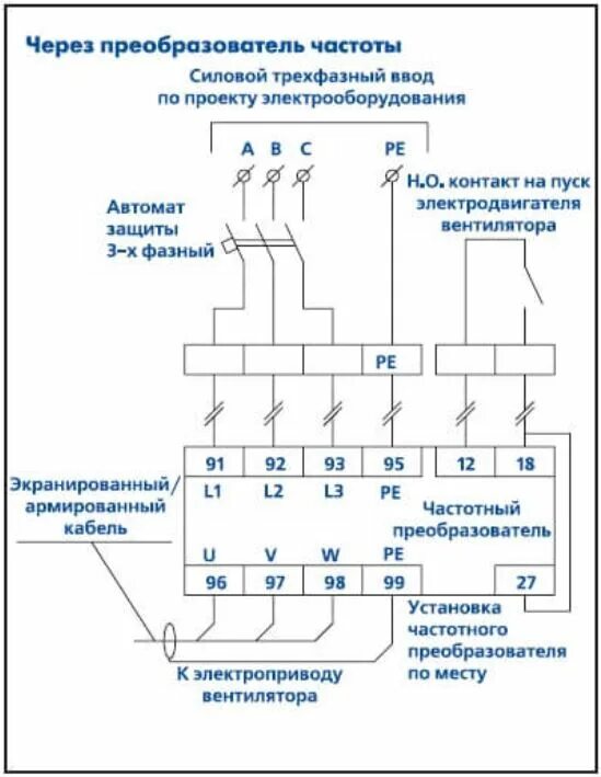 Подключение трехфазного двигателя через частотный преобразователь Подключение частотного преобразователя