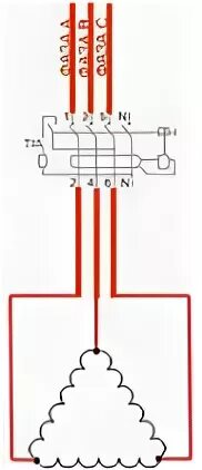 Подключение трехфазного двигателя через узо Схема подключения трехфазного узо