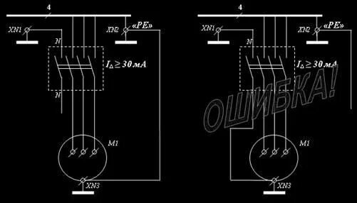 Подключение трехфазного двигателя через узо УЗО, устройство защитного отключения в обычных сетях 220/380В. Выбор УЗО. Правил