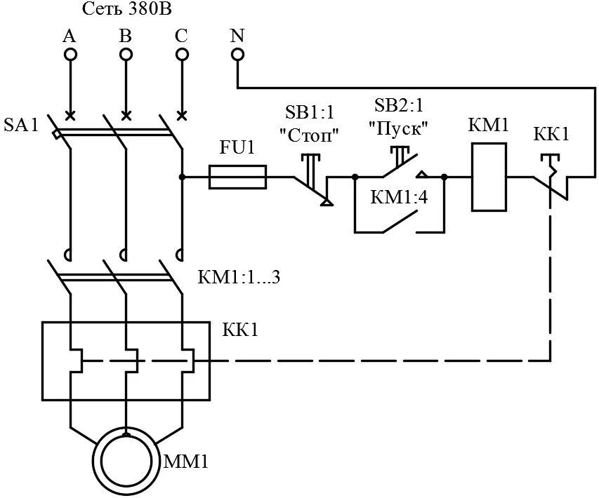 Подключение трехфазного двигателя магнитный пускатель реверсивное Картинки СХЕМА ПУСК СТОП КОНТАКТОРА