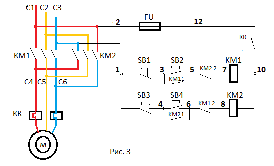 Подключение трехфазного двигателя с реверсом Чем реверсивный пускатель отличается от обычного