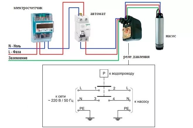 Подключение трехфазного глубинного насоса Реле давления воды подключение HeatProf.ru