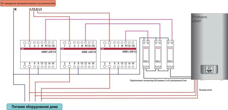 Подключение трехфазного котла от автоматов Узо на электрокотел фото - DelaDom.ru