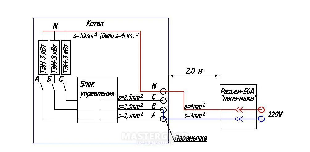 Подключение трехфазного котла отопления Теплотех котел электрический 6квт схема подключения