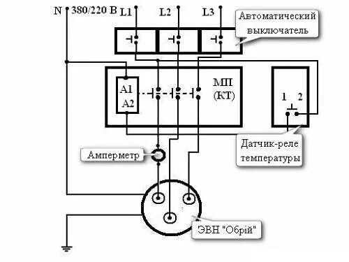 Подключение трехфазного котла отопления Электрическая схема подключения электрокотла 380в: Схема подключения электрокотл