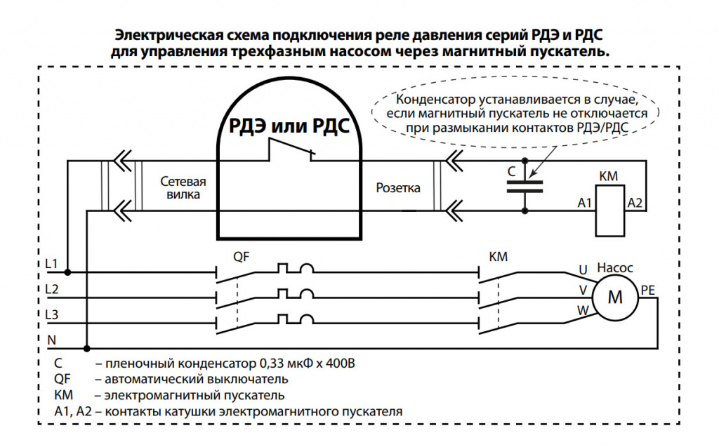 Подключение трехфазного насоса Схемы подключения приборов EXTRA "Акваконтроль"