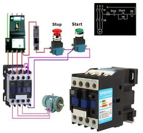 Подключение трехфазного пускателя с кнопкой пуск стоп Ответы Mail.ru: Какие элементы цепи еще нужны, что бы подключить модульный конта