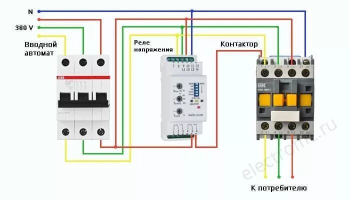 Подключение трехфазного реле Схема подключения реле контроля напряжения HeatProf.ru