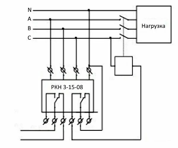 Схема подключения реле контроля напряжения HeatProf.ru