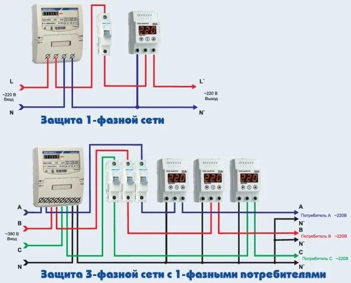 Подключение трехфазного реле контроля напряжения Однофазное реле напряжения: как правильно подключить, схема