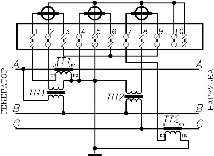 Подключение трехфазного счетчика через тн и тт 9. Хранение