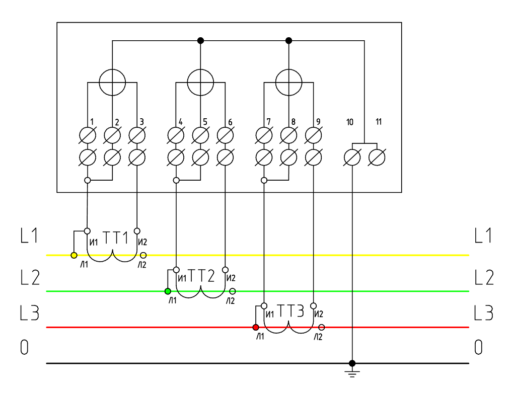 Подключение трехфазного счетчика через трансформаторы тока 27.09.2016, Подключение счетчика электроэнергии в низковольтную сеть большой мощ