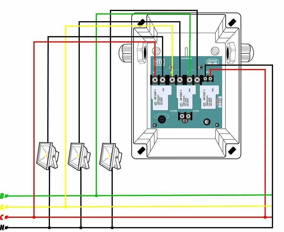 Подключение трехфазного выключателя Схема подключения уличного освещения фото - DelaDom.ru