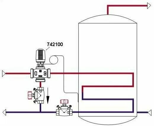 Подключение трехходового клапана к бойлеру косвенного Термоголовка Herz с накладным датчиком 40-70, 742100 - купить в интернет-магазин