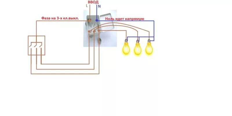 Подключение трехклавишного выключателя на три лампочки Ответы Mail.ru: Подскажите, пожалуйста, как правильно подключить тройной выключа