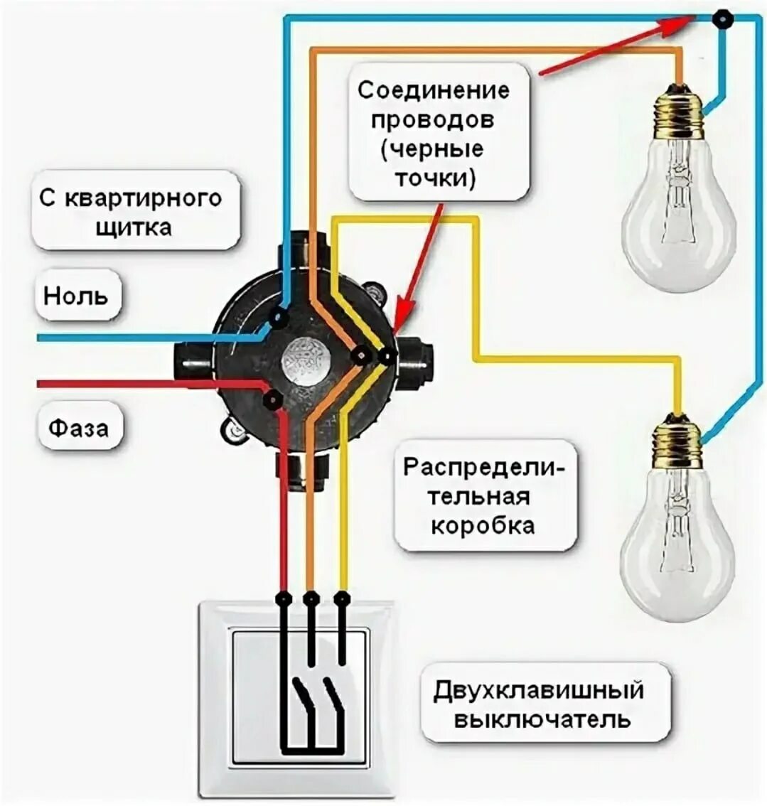 Схема подключения выключателя примеры