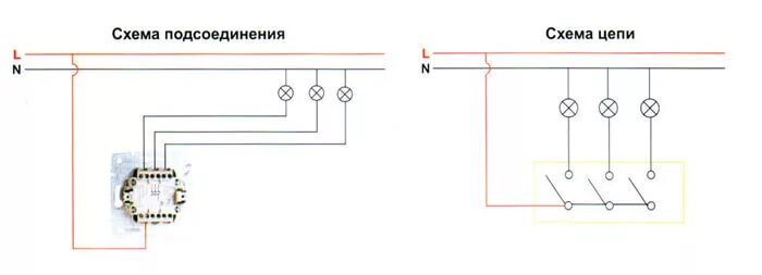 Подключение трехклавишного выключателя света схема Как подключить выключатель света? - Сам электрик