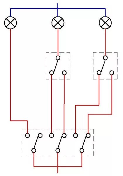 Подключение трехклавишных проходных выключателей Ответы Mail.ru: Как на схеме отображается тройной выключатель, не тот который св