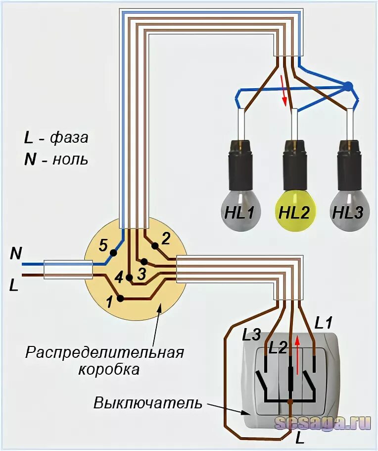 Схема подключения выключателя примеры