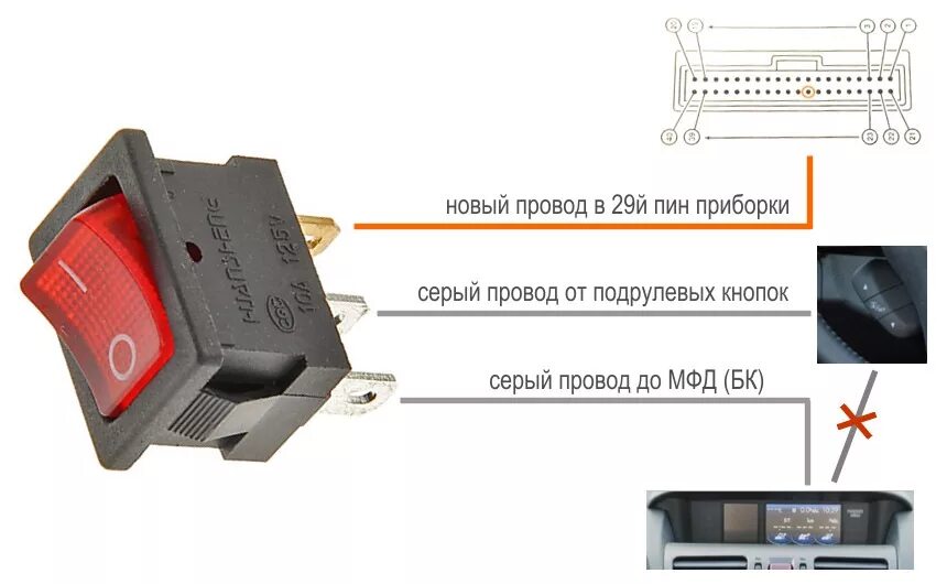 Подключение трехконтактного выключателя Переключатель управления приборкой и прочие мелочи - Subaru Forester (SJ), 2 л, 