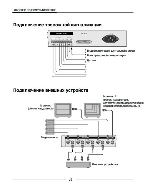 Подключение тревожной кнопки Инструкция системы видеонаблюдения Samsung SCQ-041AP - Инструкции по эксплуатаци