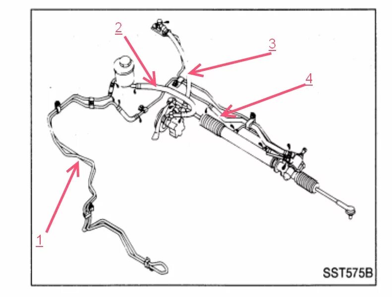 Подключение трубок к рулевой рейке паджеро 3 Схема трубок и шлангов рулевого Р10 - Рулевое управление и ходовая - Primera Clu