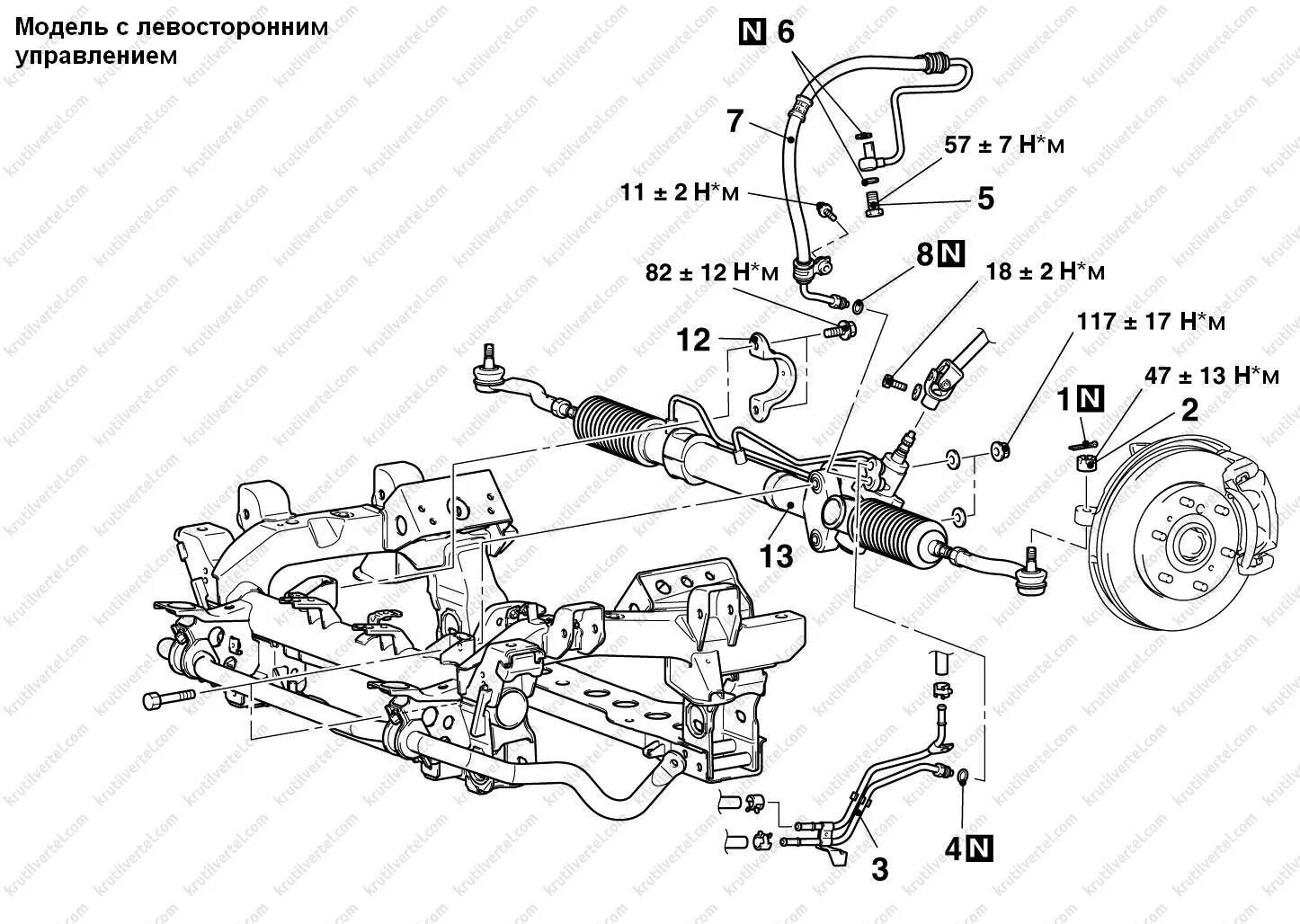 Подключение трубок к рулевой рейке паджеро 3 Mitsubishi Pajero 4 с 2006 года - рулевой механизм с гидроусилителем