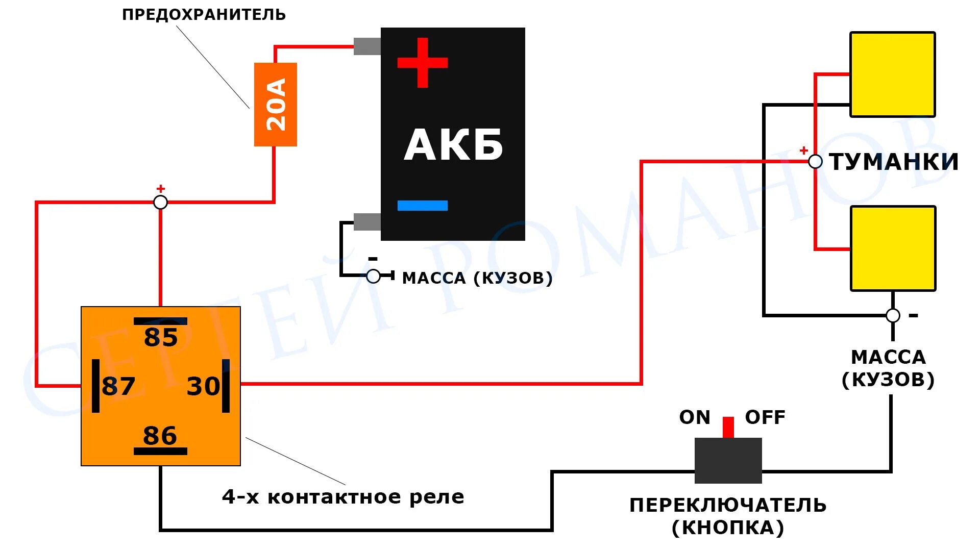 Подключение туманок через реле 4 контактное Установка противотуманок Criline Upref через реле - Lada 4x4 3D, 1,7 л, 2018 год