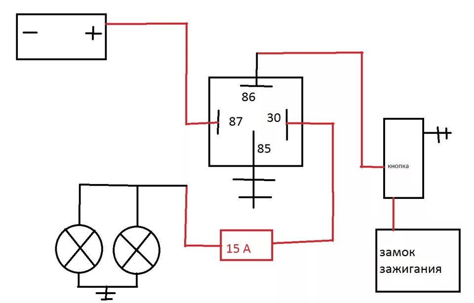 Подключение туманок через реле и кнопку схема Подключение ПТФ - Lada 21093i, 1,5 л, 2003 года электроника DRIVE2
