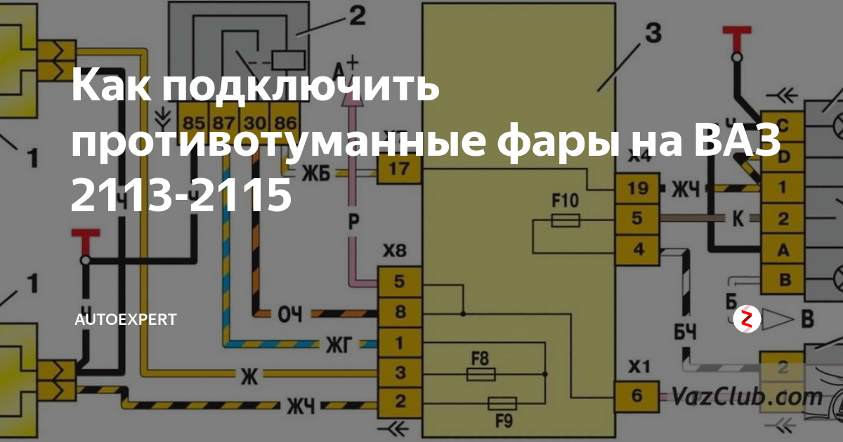 Подключение туманок ваз 2115 Как подключить противотуманные фары на ВАЗ 2113-2115 autoExpert Дзен