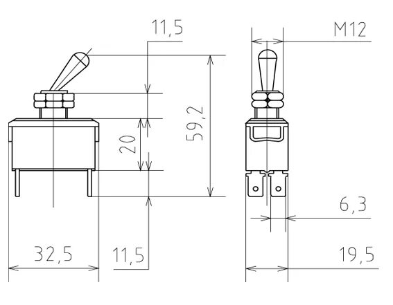 Подключение тумблера на подачу газа к пушке Тумблер 4 конт. DPST (on-off) (B067DP) PST-115B