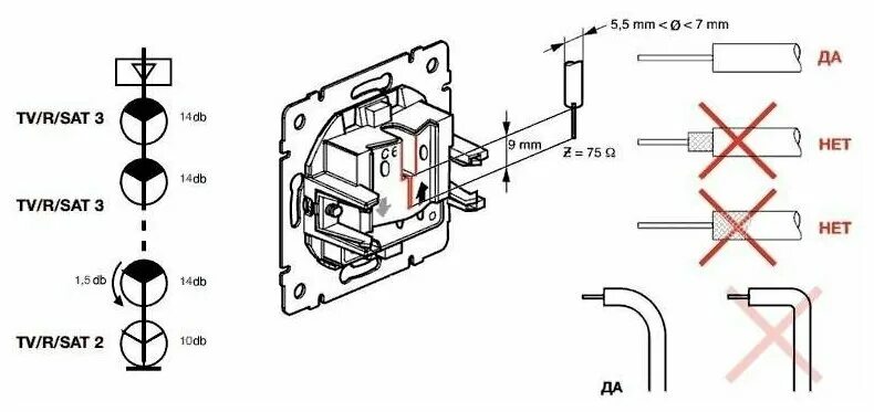 Подключение tv розетки Антенное гнездо Legrand 753066 Valena In’Matic - купить в интернет-магазине по н