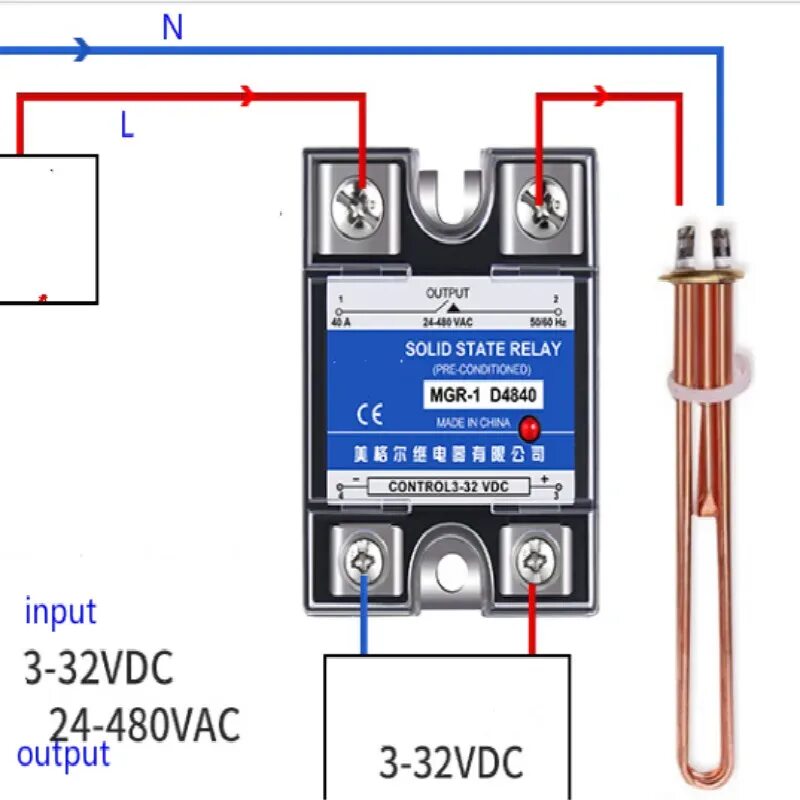 Подключение твердотельного реле к тэну solid state relay Single phase 220 v ssr 40da MGR 1 D4810 D4825 D4840 40a D4860 