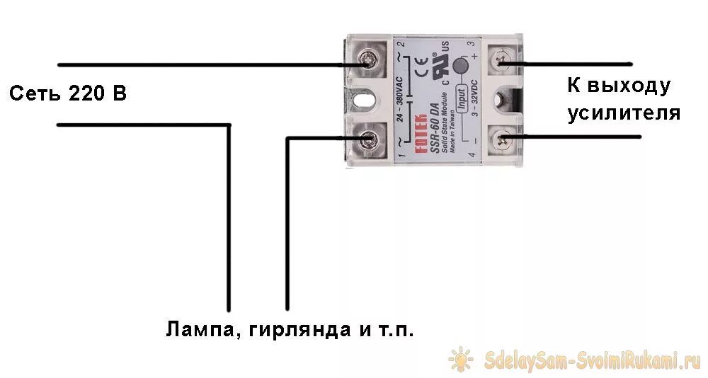 Подключение твердотельного реле к терморегулятору 3 вольта Простая светомузыка на 220 В Сделай сам своими руками