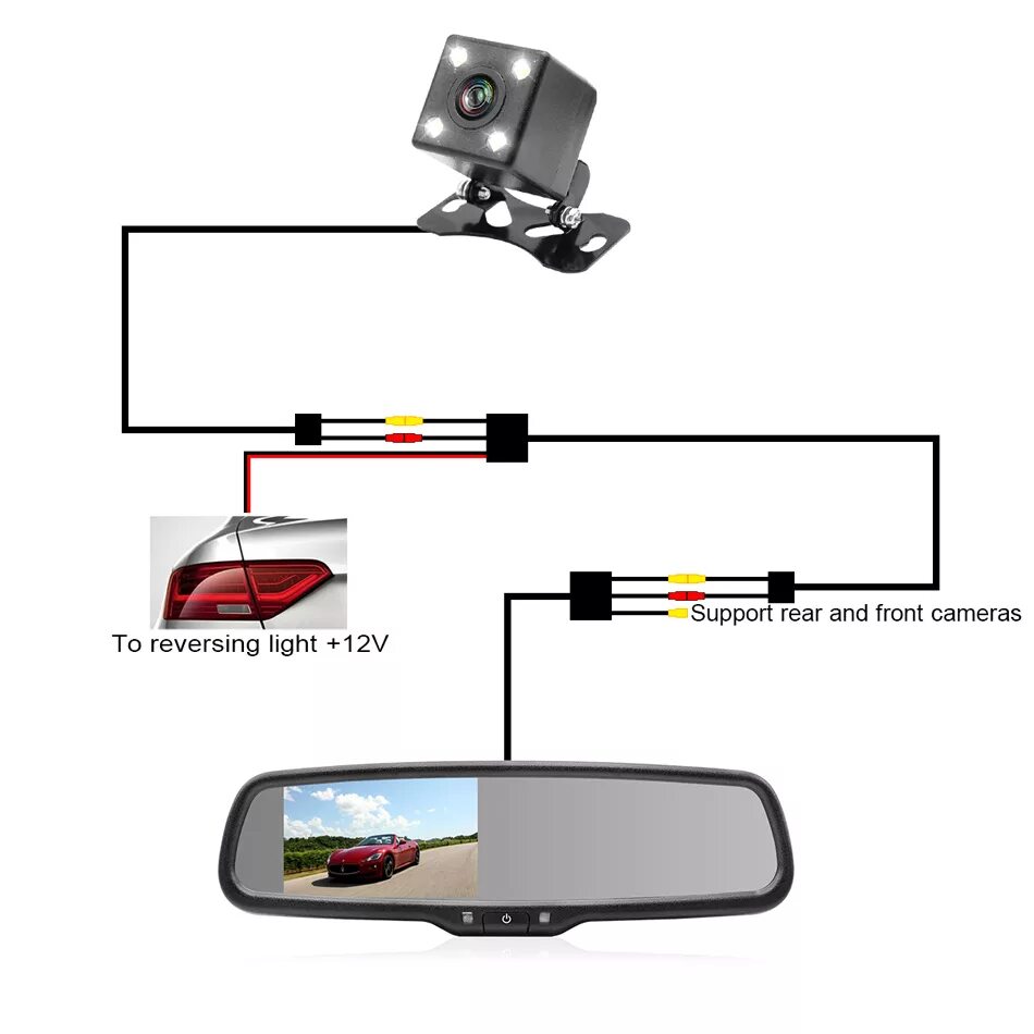 Подключение удаленного видеорегистратора 4.3 Inch Tft Lcd Car Windscreen Rear View Mirror Monitor Mounting Bracket Monito