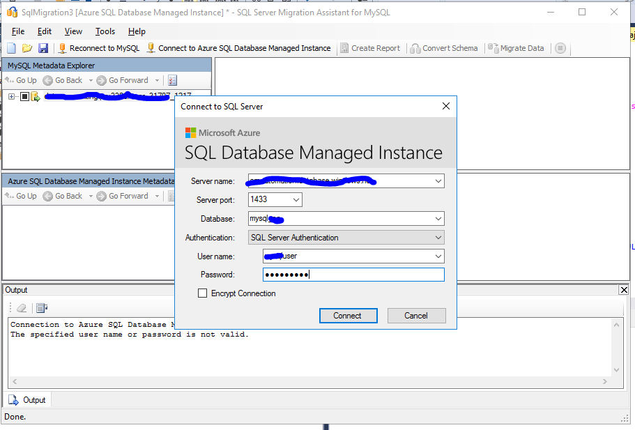 Подключение удаленной базы sql sql server - SSMA. Connect to Azure SQL Database Managed Instance to migrate fro