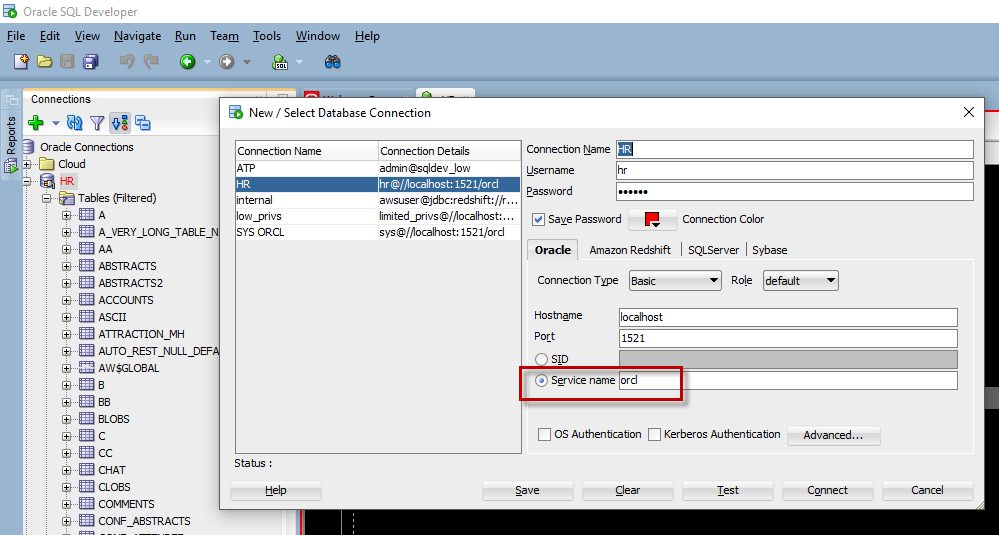 Подключение удаленной базы sql Sql Developer can conect Oracle Database 12c with TNS but can not connected with