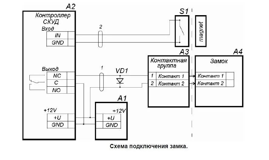 Подключение ук вк к электромагнитному замку Устройство скуд