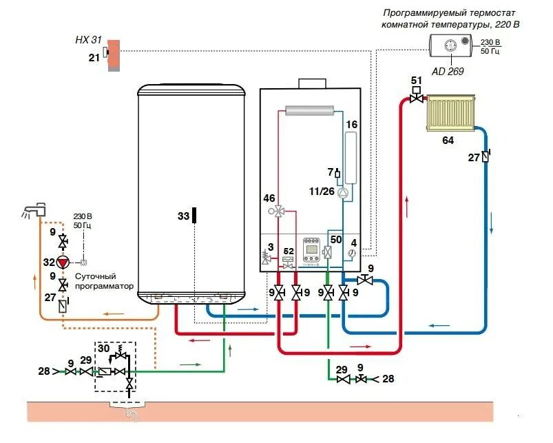 Подключение уличного газового котла Подключение двух бойлеров